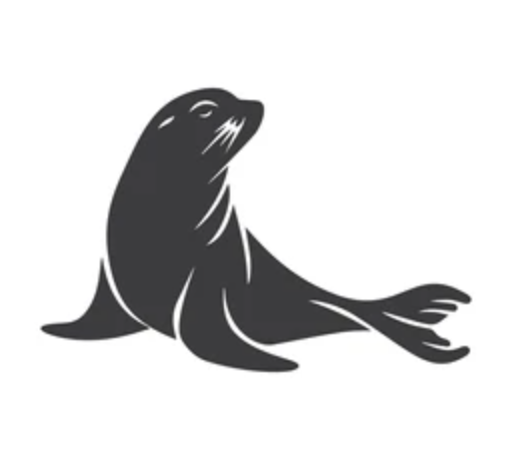 Simple seal, gray on white.