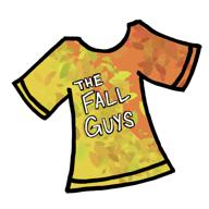 Team logo is a cute yellow and orange t-shirt logo with THE FALL GUYS in white letter Team logo is a cute yellow and orange t-shirt logo with THE FALL GUYS in white letter