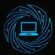 Team logo is a James Bond like swirl of blue around a simplified blue computer all set on a black background.  Team logo is a James Bond like swirl of blue around a simplified blue computer all set on a black background.